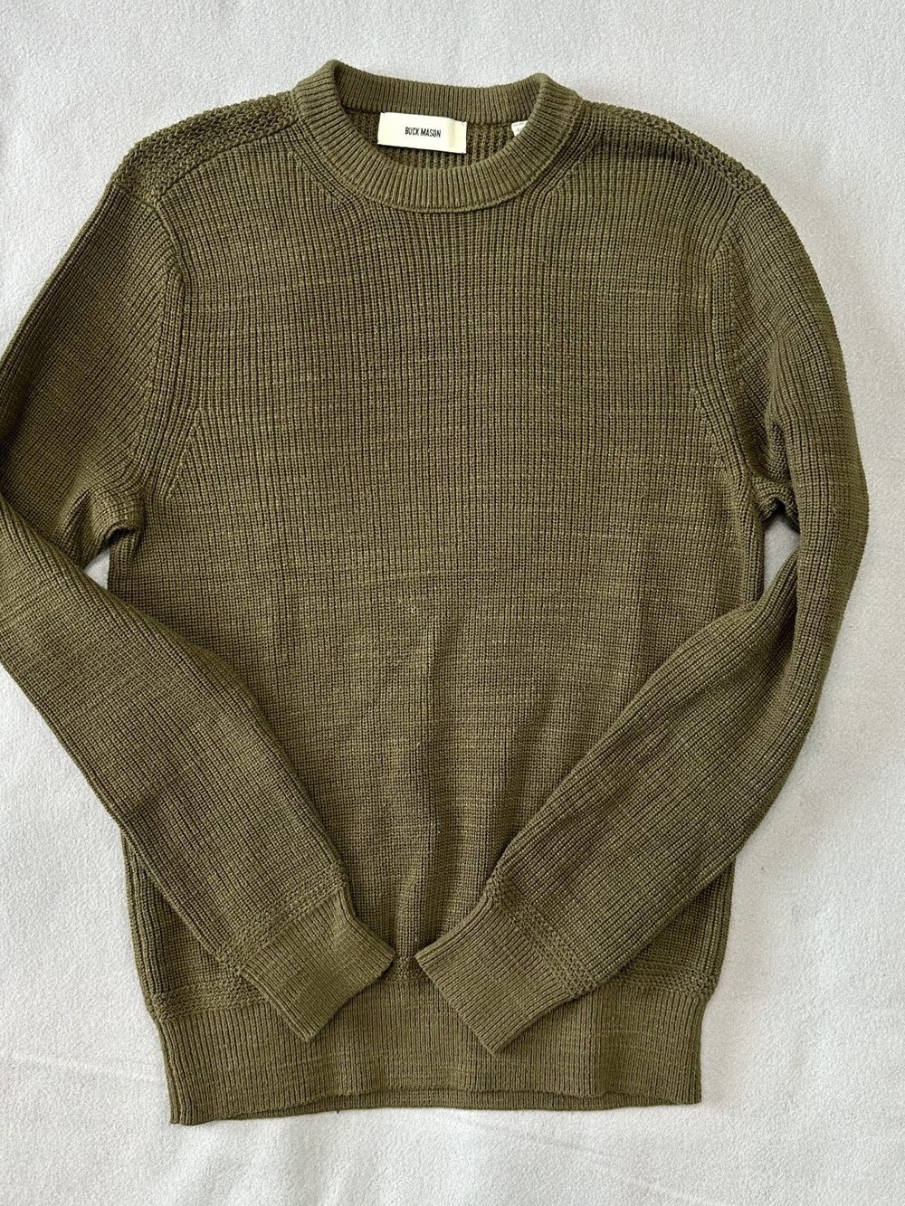 Buck Mason Men's Dark Tanker Seafarer Cotton Rib Crew Sz SMALL MRSP 148 [DA11]